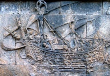To expand their empire, the Cholas developed a hegemonic navy which stood as a symbol of diplomacy in 1000-1300 CE maritime south-east Asia. This picture shows stone relief work at the Borobudur stupa, Java. 800-900 CE. The ships that Cholas used were iconic.